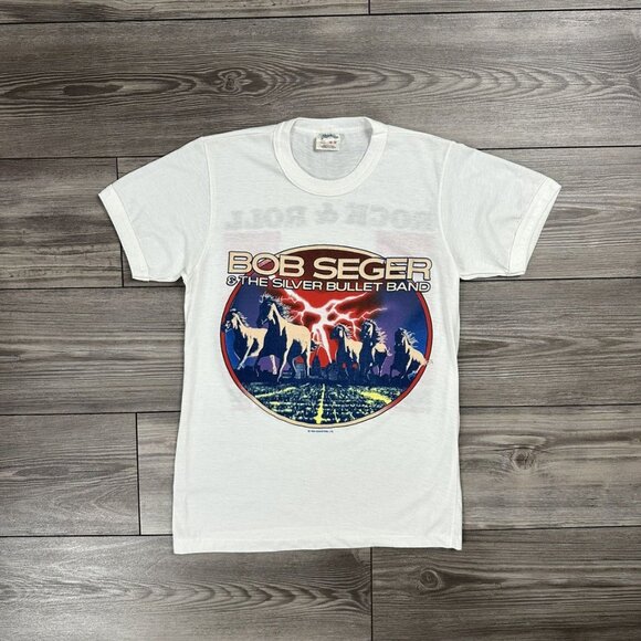 Vintage 80’s Bob Seger & The Silver Bullet Band Ringer T Shirt - Picture 1 of 7
